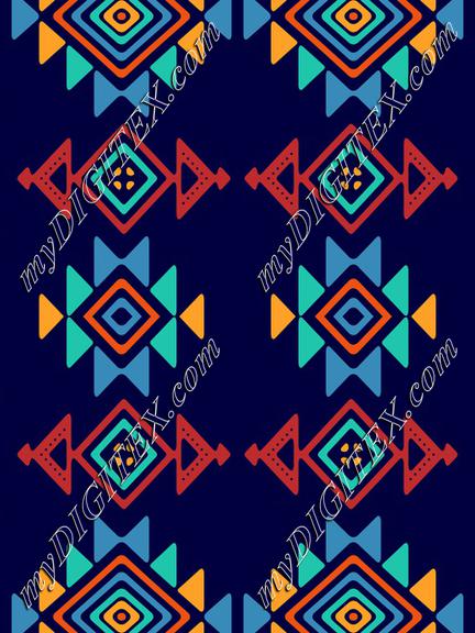 Tribal shapes on a blue background