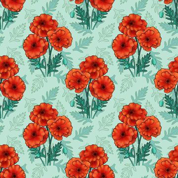 Poppy bouquet blue