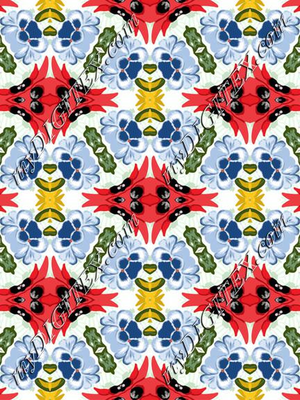 Geometric Fashion Print Blue Red Black Yellow