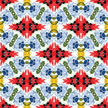 Geometric Fashion Print Blue Red Black Yellow