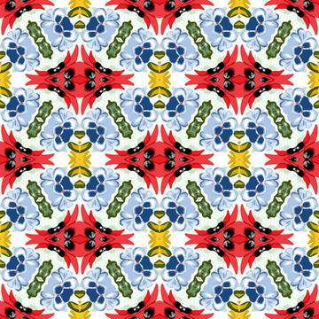 Geometric Fashion Print Blue Red Black Yellow