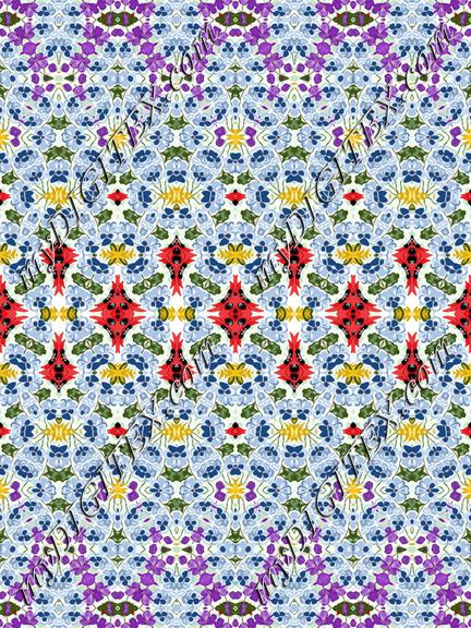 Geometric Fashion Print Purple Red Blue Floral