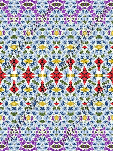 Geometric Fashion Print Purple Red Blue Floral