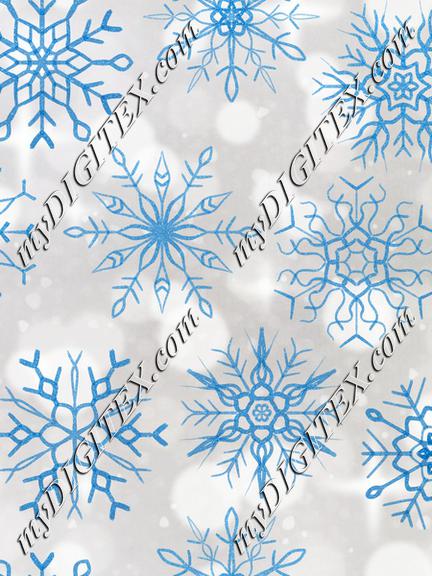 Snowflake bokeh blue