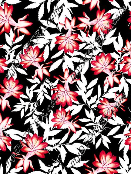 red floral dark background print