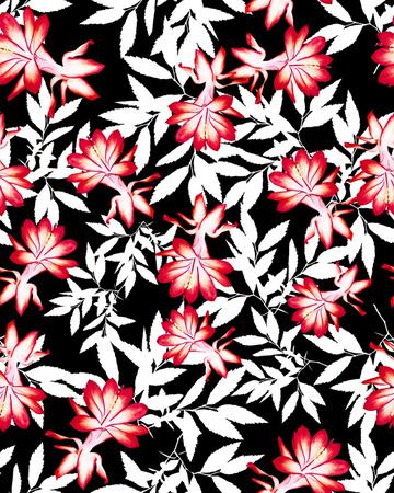 red floral dark background print