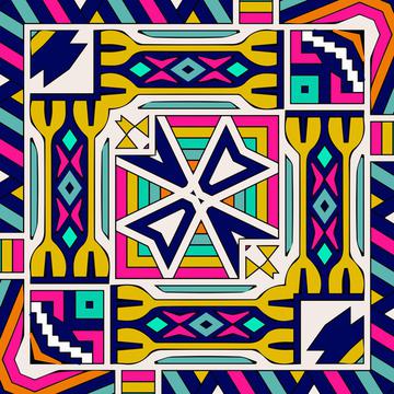 Colorful shapes in a square