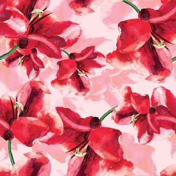 Watercolour floral red design