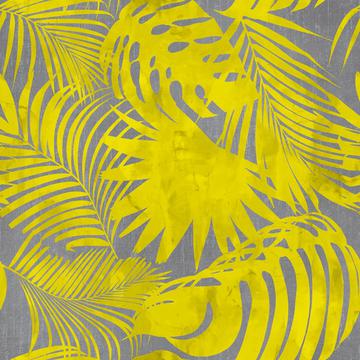 Yellow Grey Exotic Palm Leaves