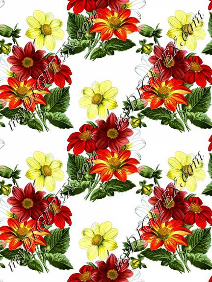 Dahlias vintage floral wallpaper