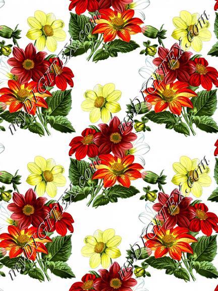 Dahlias vintage floral wallpaper