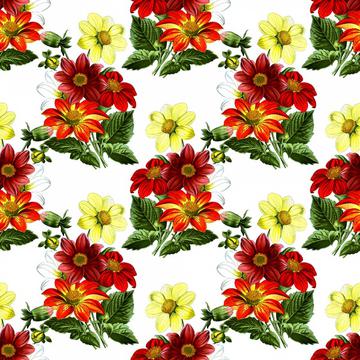 Dahlias vintage floral wallpaper