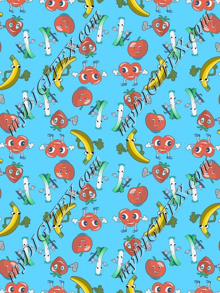 Fruits on a blue background pattern