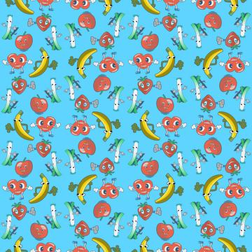 Fruits on a blue background pattern