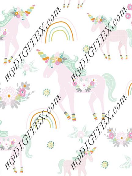 Unicorn pattern white bg-01