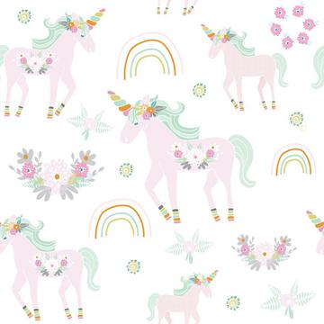 Unicorn pattern white bg-01