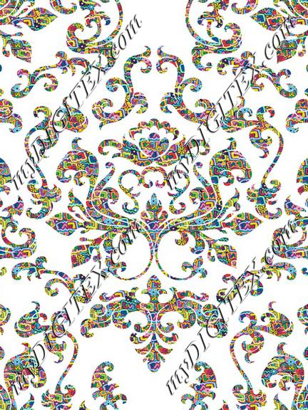 Damask Variations Hippie Love on White