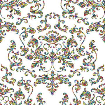 Damask Variations Hippie Love on White