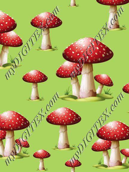 fly agaric Mushrooms on green