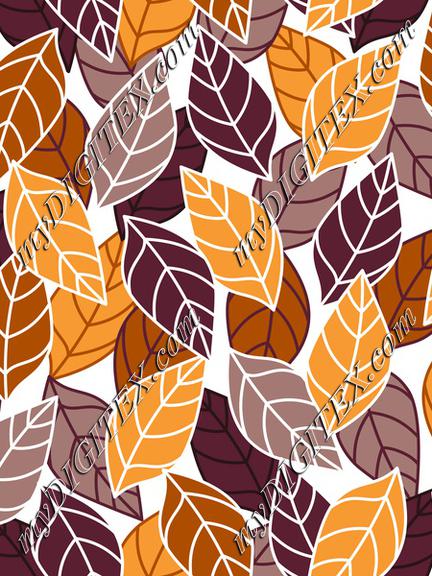 Autumn leaves in brown and orange shades, fall seamless pattern, textile design