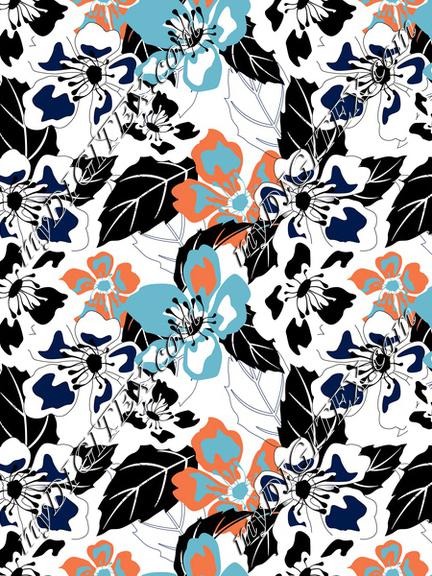 Black floral print