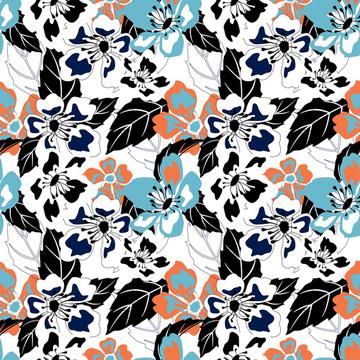 Black floral print