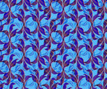 Blue leaves summer print