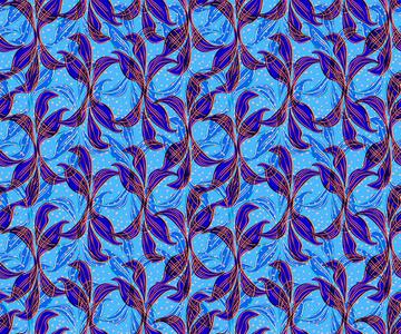 Blue leaves summer print