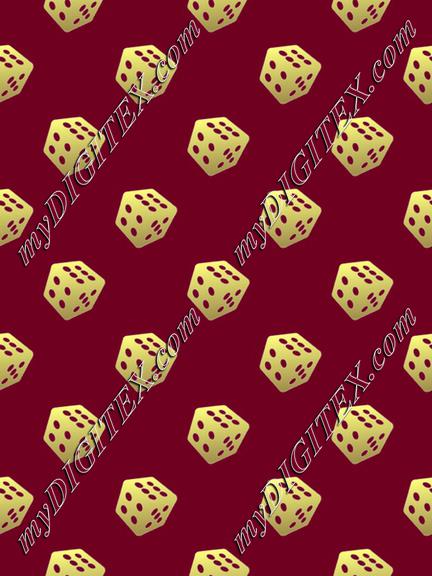 gold dice on red