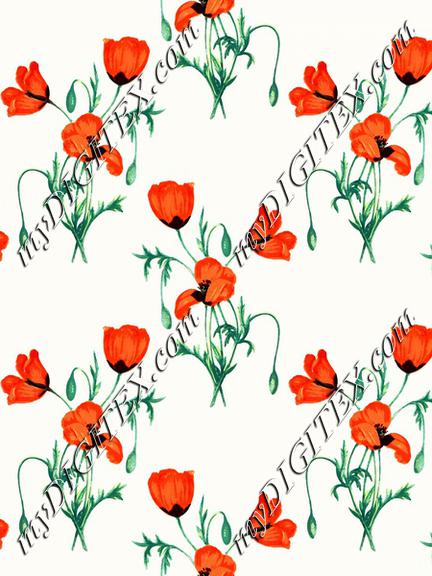 Poppy watercolor pattern