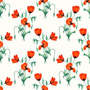 Poppy watercolor pattern