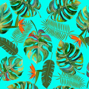 tropical leaves blue