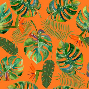 tropical leaves orange