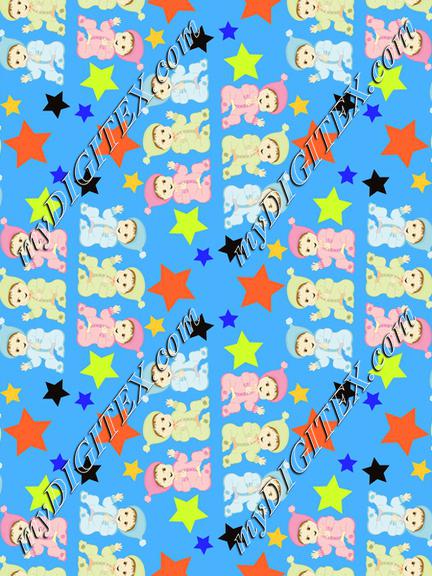 Babies and stars pattern