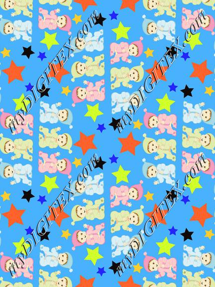 Babies and stars pattern