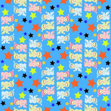 Babies and stars pattern