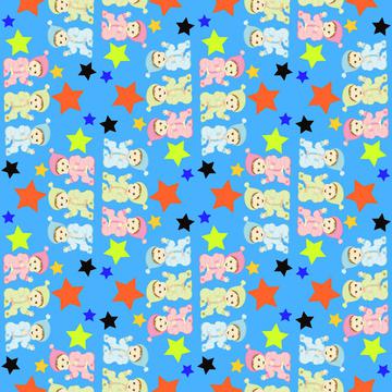 Babies and stars pattern