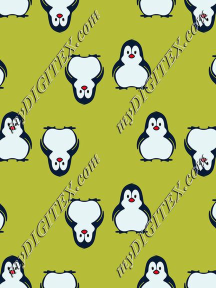 Penguins on a green pattern