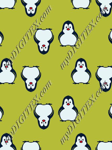 Penguins on a green pattern