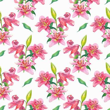 Pink lilies pattern