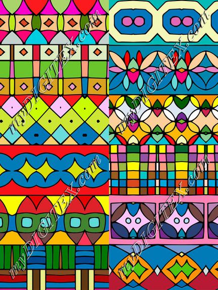 Colorful shapes rows