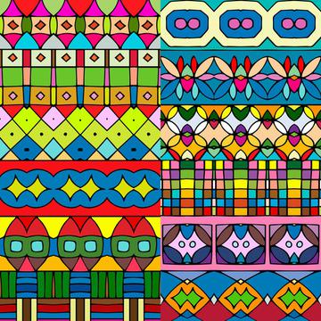 Colorful shapes rows