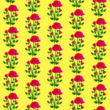 Pink roses on a yellow background pattern
