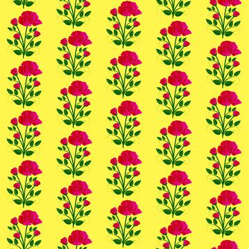 Pink roses on a yellow background pattern