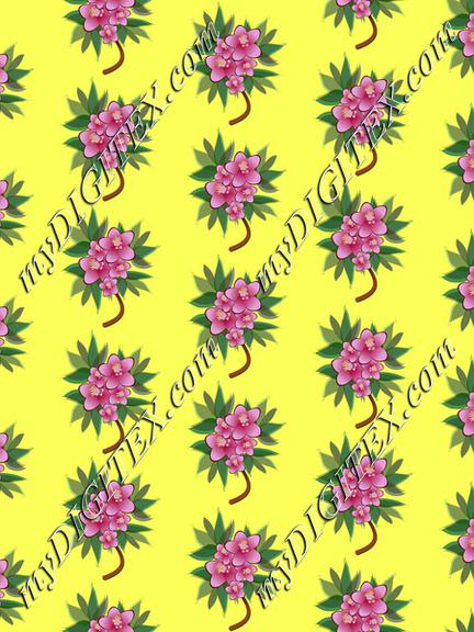 Pink flowers on a yellow background pattern