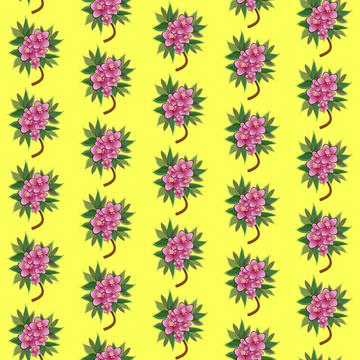 Pink flowers on a yellow background pattern