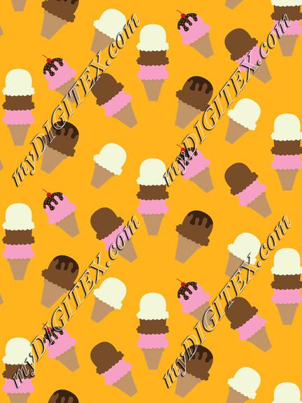 Ice cream on an orange backgroun pattern