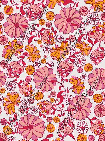 Retro 70s pink flowers-REPEAT