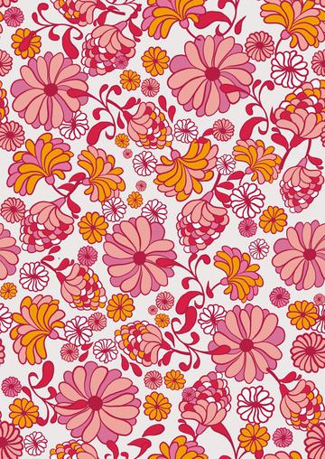 Retro 70s pink flowers-REPEAT