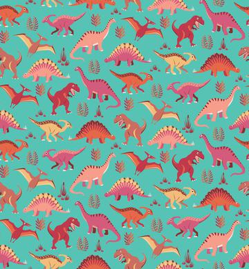 Dinosaur Vegetation Scatter - Salmon Aqua Version